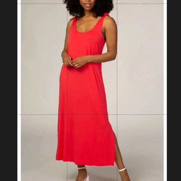& Other Stories Red Knot Shoulder Midi Dress 10 - Picture 8 of 8